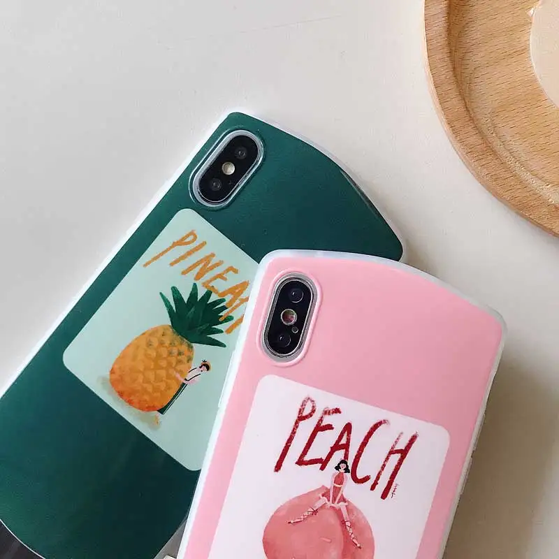 Чехол для телефона Boucho iPhone 7 8 6 6s Plus модный персиковый рисунок ананаса зеленый
