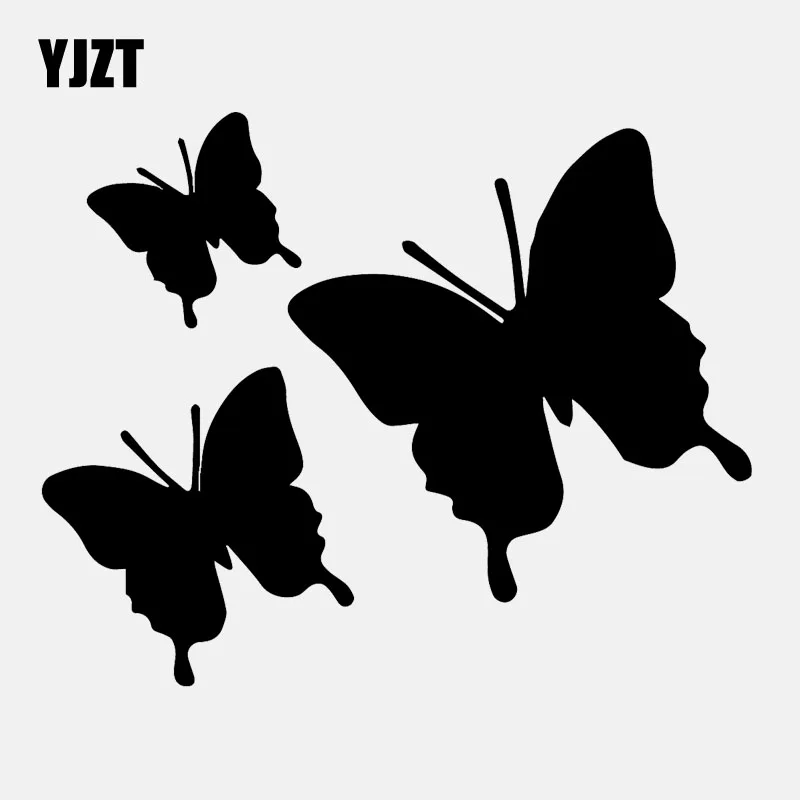 

YJZT 13.6CM*11CM Some Lovely ButterfliesCar Sticker Vinyl Decal Black/Silver C24-0230