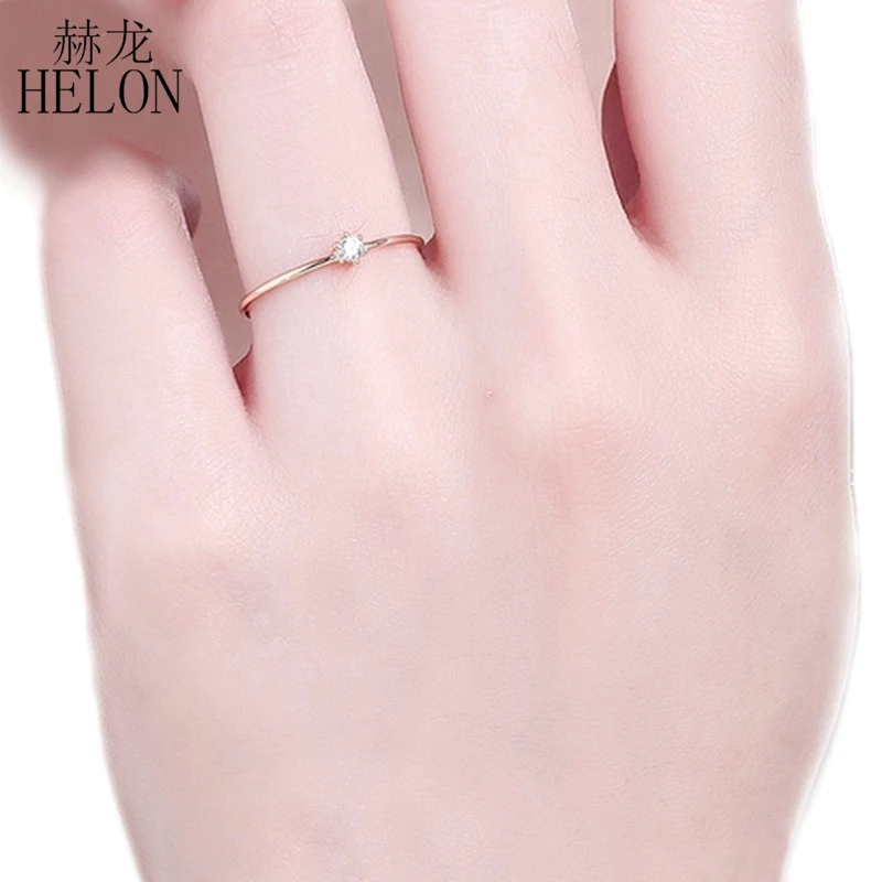 

HELON Solid 10k Rose Gold SI/H Round cut 100% Diamonds Engagement Ring Trendy Fine Jewely Elegant Unirque Wedding Ring for Women