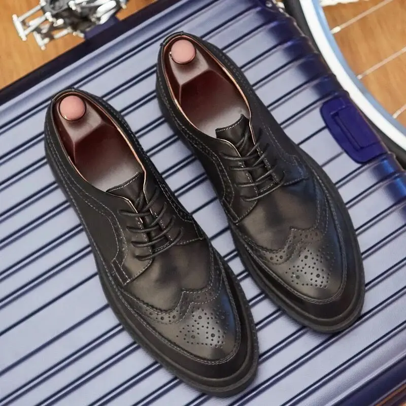 

Brogue Men Shoes British Style Genuine leather Carved Formal Business Shoes