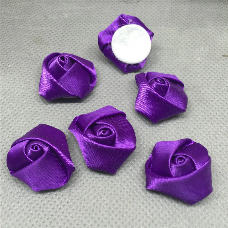 10huabao-deep purple 10 шт 25 ммбольшая атласная лента роза цветок DIY ремесло свадебные аппликации много цветов на ваш выбор - Цвет: 10huabao-deep purple