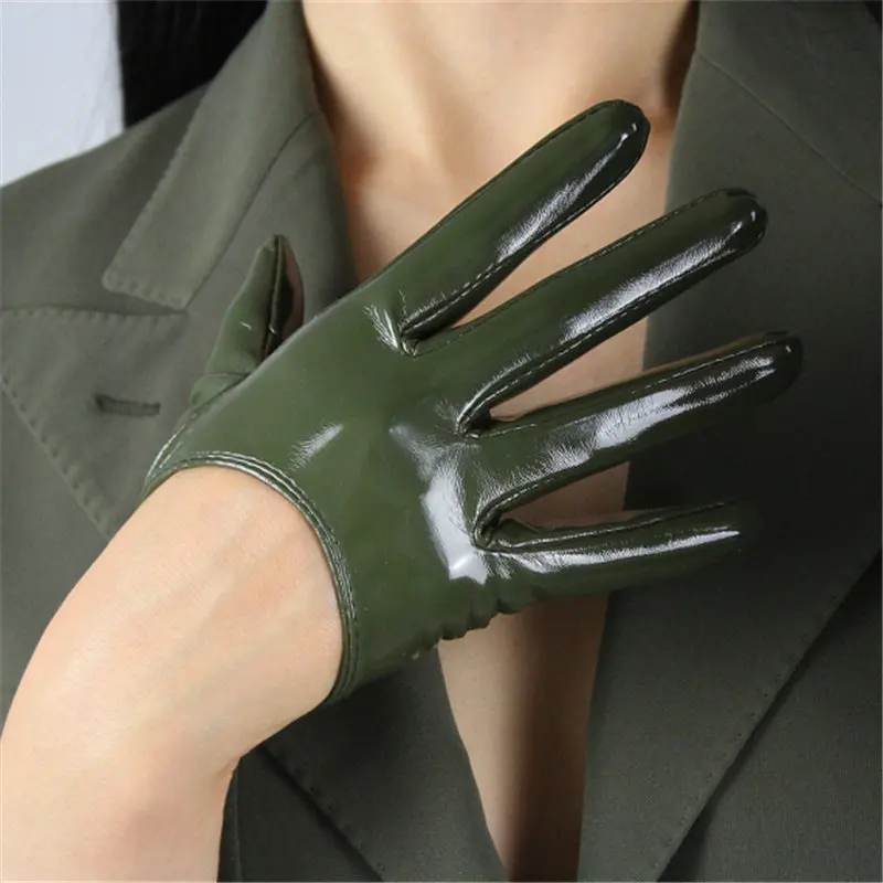 Patent Leather Green 13 см сенсорный экран кожаные перчатки ультракороткой эмуляции овчины искусственная кожа полиуретановое зеркало лакированная кожа яркая кожа Женская WPU97 - Цвет: Patent Leather Green