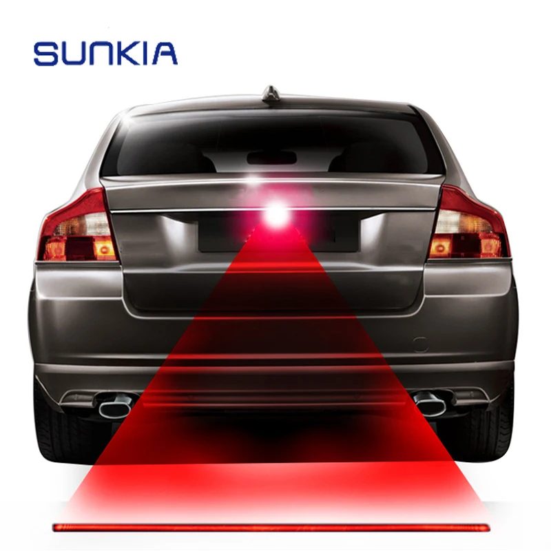 

SUNKIA Red Line Anti Collision Rear-end Laser Tail Fog Light Car Brake Parking Lamp Rearing Warning Light Auto Styling