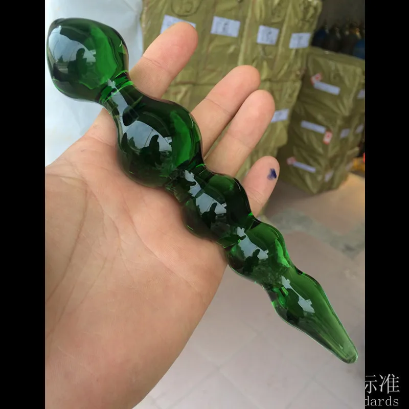 Стеклянный фаллоимитатор YEMA Pyrex зеленые стеклянные кристаллы анальная пробка с
