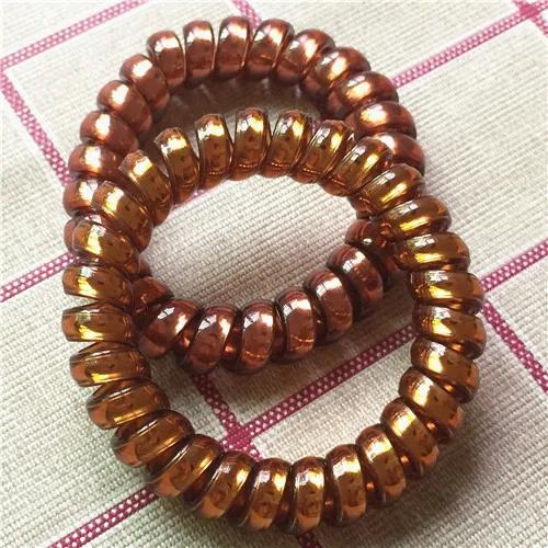 bright brown Коричневый Яркий цветной ободок для волос женский телефонный эластичный ободок для волос спиральная форма модный браслет проволока для завязывания веревка для волос - Цвет: bright brown