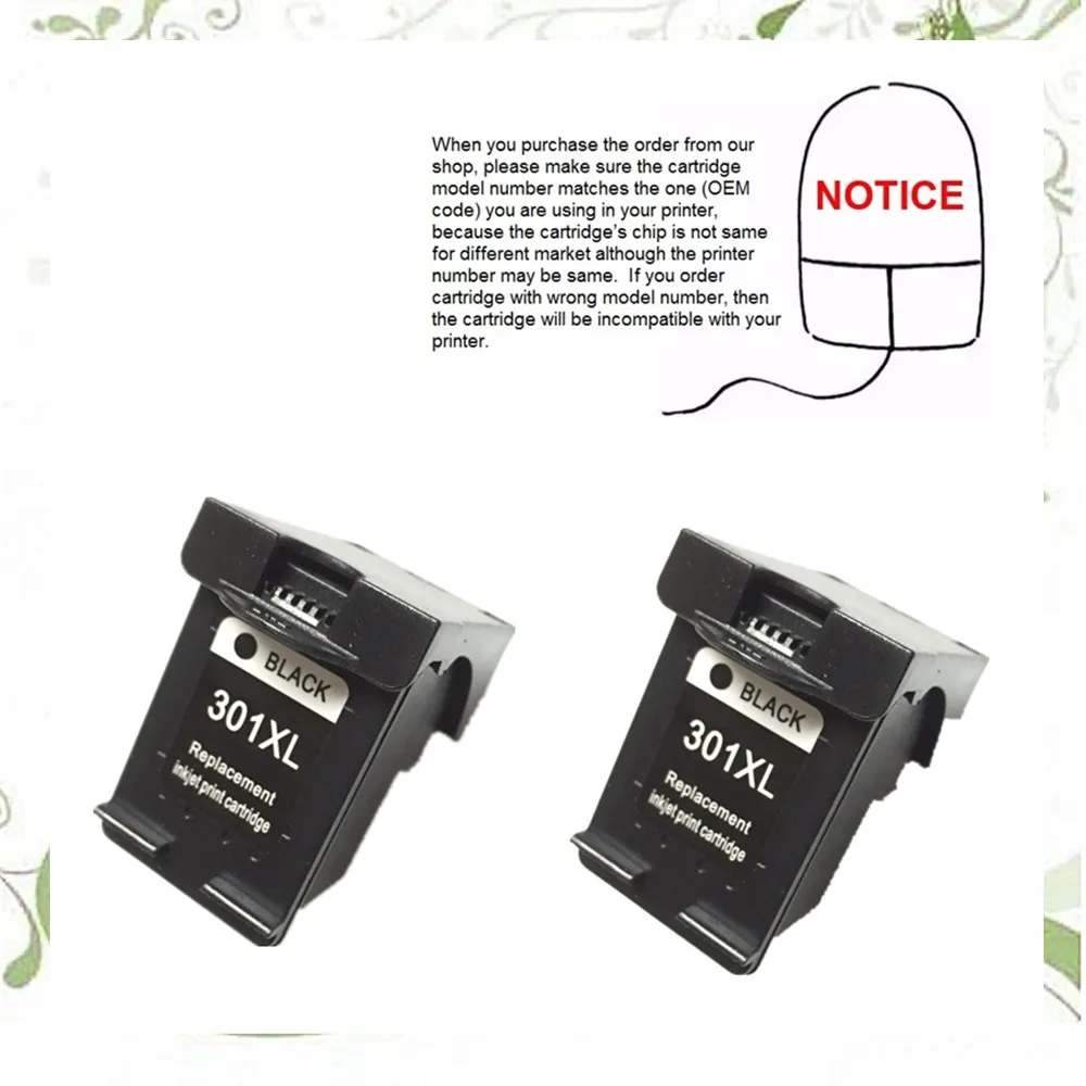 

YOTAT 2pcs Remanufactured ink cartridge For HP301 HP 301XL for HP DeskJet 1050 2050 2050s 2510 3050a 3510 D1010 1510 2540 4500