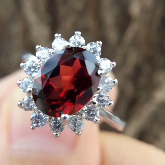 KJJEAXCMY Fine jewelry 925 pure silver inlaid with natural garnet rings. | Украшения и аксессуары