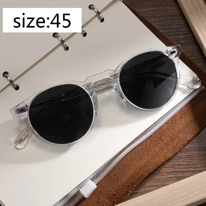 Clear vs Gray(45) Винтажные Поляризованные линзы OV5186 с прозрачной оправой солнцезащитные очки Gregory Peck фирменный дизайн для мужчин и женщин ретро - Цвет линз: Clear vs Gray(45)