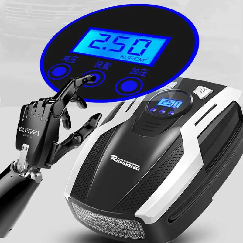 Rundong авто аксессуары Ac-980 серебристый, АБС-пластик, автомобильный надувной насос автомобильный насос перекачки автомобиля, украшенное мозаикой из драгоценных камней, 12V электрический шин цифровой Дисплей туфли-лодочки