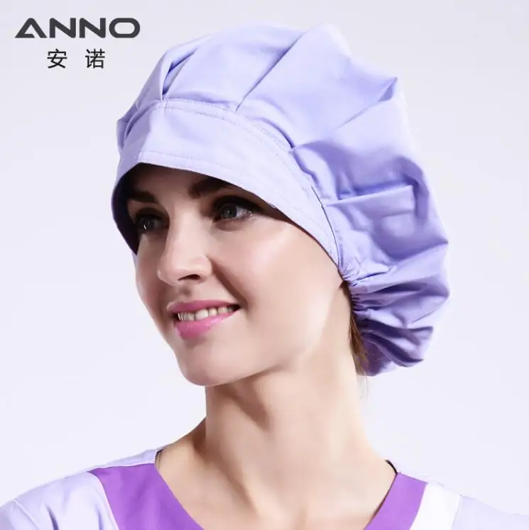 A-DanZi-Cap ANNO сплошной цвет шапочка для больницы медицинская шапочка одноразовые рабочие шапки для мужчин и женщин буффан скраб защитные колпачки хлопок хирургическая шапочка - Цвет: A-DanZi-Cap