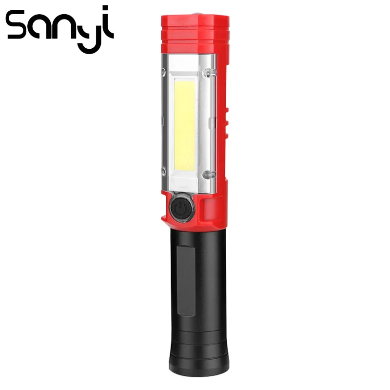 

SANYI LED COB Magnetic Flashlight Torch Power by 3*AA Battery Portable Lantern 4 Modes Camping Working Light