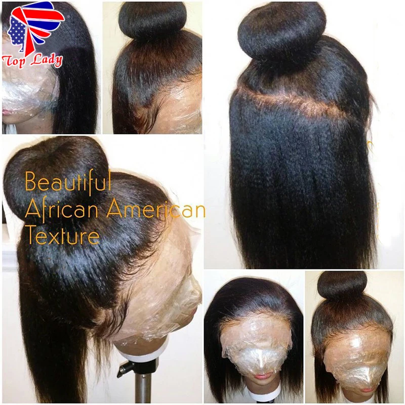 Full Lace Human Hair Wigs For Black Women Yaki Straight Brazilian Virgin Glueless Front | Шиньоны и парики