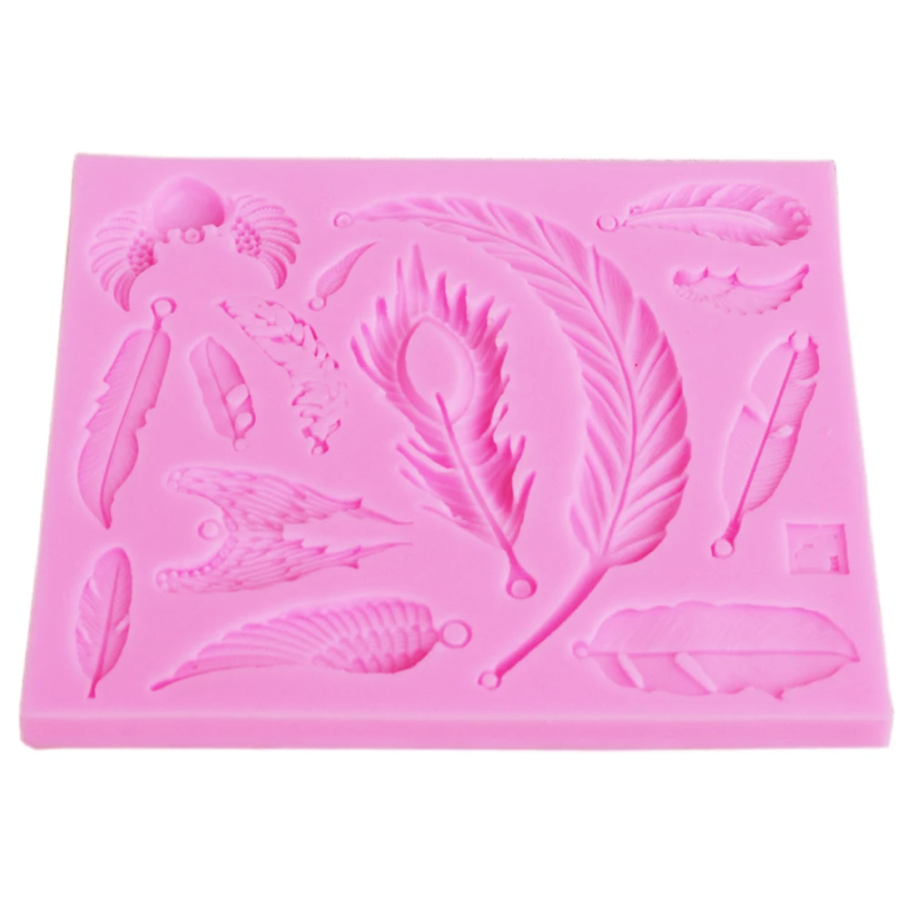 Sophronia Feather Shaped Decorating Tools Silicone Mold Resin Fondant DIY Chocolate Moulding Tool M419 12.5*10.4*0.8CM | Дом и сад