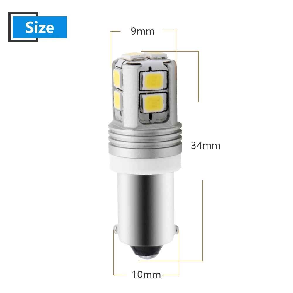 YM E Bright 2 шт. BA9S Canbus без ошибок H6W 2835 10 SMD СВЕТОДИОДНЫЙ фонарь для фонари заднего хода