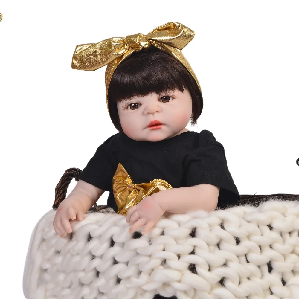 

Bebe Doll reborn silicone baby dolls toys 22"55cm newborn girl toddler doll bebe gift rebon boneca menina can bathe lalki reborn