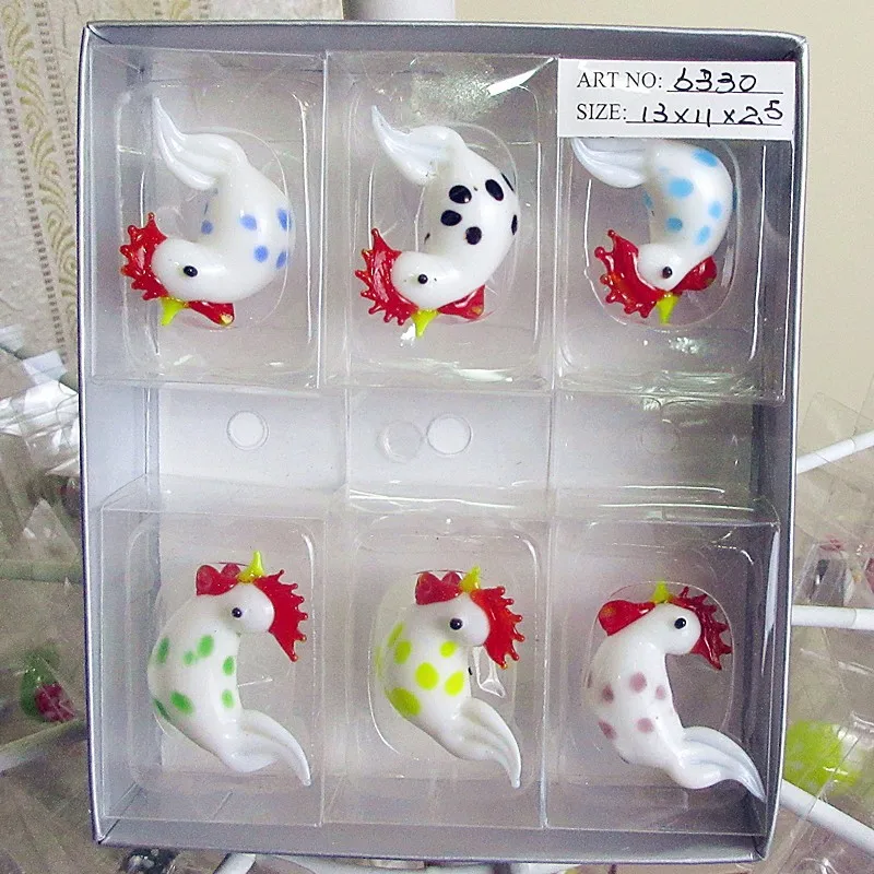 

Murano glass sculpture Ornaments high quality hand made White lampwork glass chicken cartoon animal Figurines for Kids Gifts