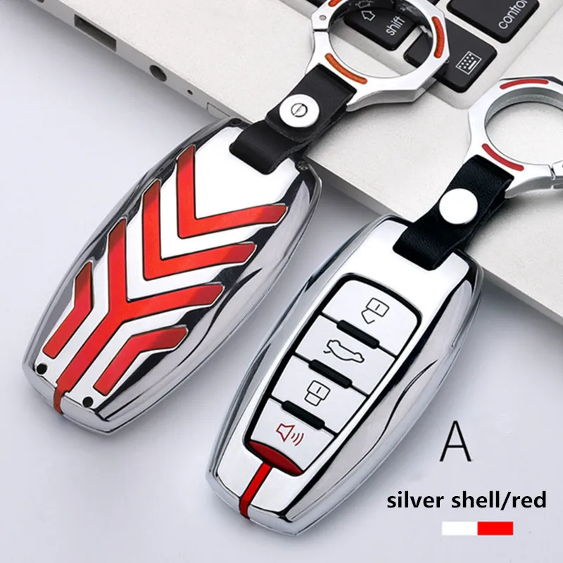 B-sliver red GMW H6 Samrt Автомобильный ключ крышка цветная полоса цинковый сплав пульт дистанционного управления брелок Оболочка Чехол брелок кожа для Great Wall Haval Coupe H7 H8 H9 - Название цвета: B-sliver red