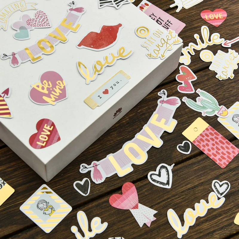 70pcs My Sweet Love Foil Gold Paper Die Cut Stickers for DIY Scrapbooking/photo album Decoration Card Making Crafts | Дом и сад