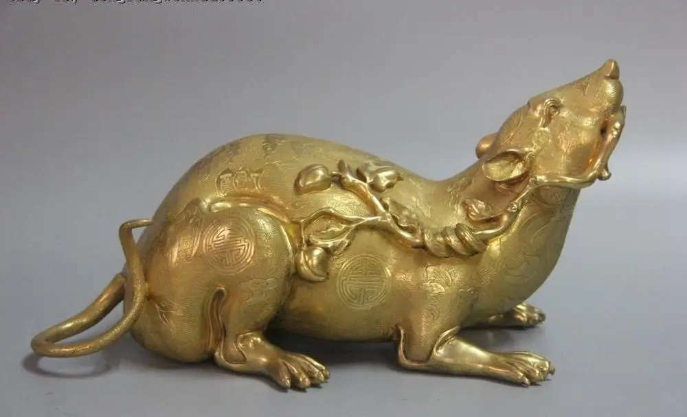 Китайская народная чистая бронза 24K Золотая позолота счастливое богатство