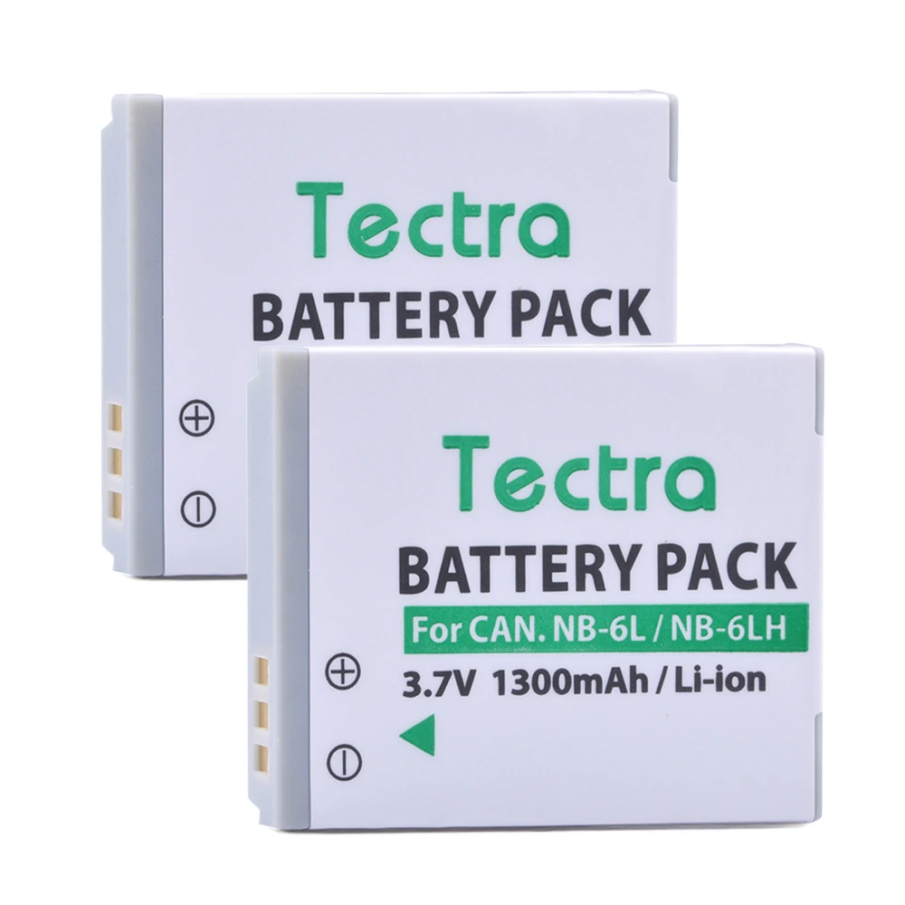 Tectra 2 шт. 1300 мАч NB-6L NB-6LH Аккумулятор для Canon PowerShot sx230 D10 D20 sx260 ELPH 500 HS S90 SD770 SD980 NB6L