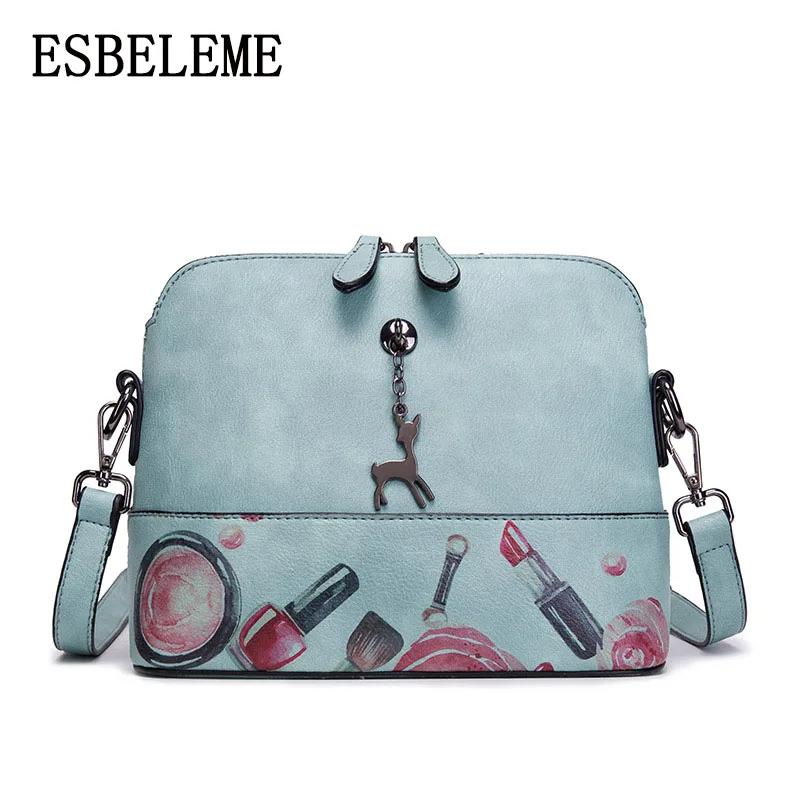 2019 new arrival women Faux leather Shell bags female pink blue printing ladies small zipper crossbody shoulder YG356 | Багаж и сумки