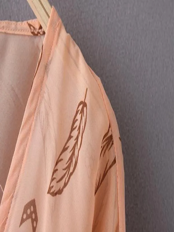 Boho женский шифоновый Свободный кардиган-кимоно с шалью, пальто на каждый день на лето и весну, топы с принтом, накидка, блузка для девушек, верхняя одежда