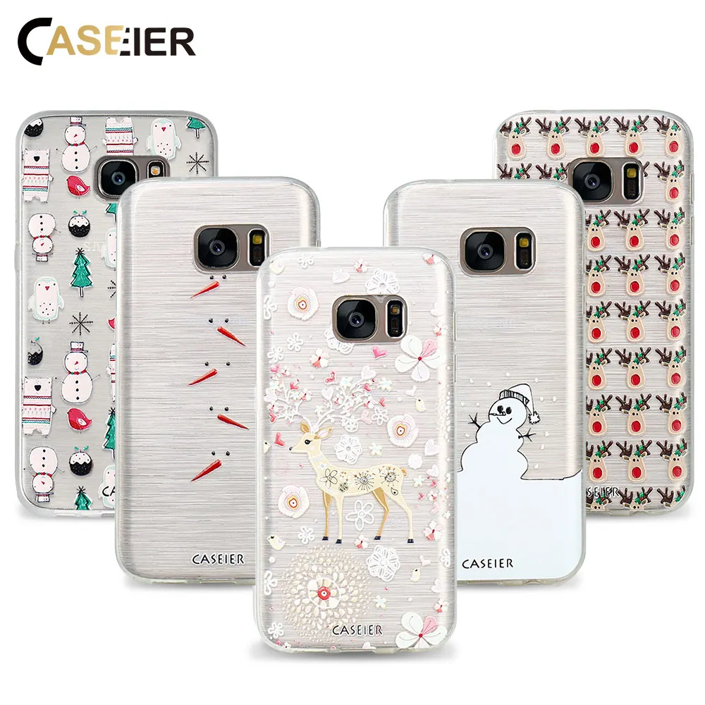 CASEIER Phone Case For Samsung Galaxy S6 S7 Edge S8 Plus Note 8 Cover Soft TPU 3D Christmas Winter Fundas Patterned Capinha |