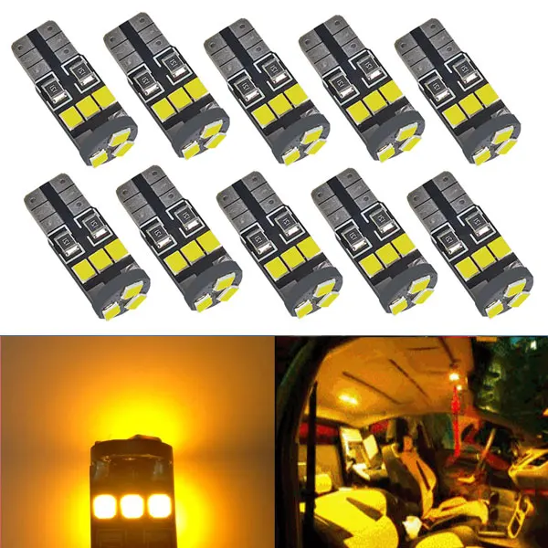 Цвет: желтый VANSSI 10 шт. W5W 168 2825 194 9SMD светодиодный лампы для салона автомобиля купольная карта Багажника Грузовой двери вежливое освещение лампы DC12V - Испускаемый цвет: Цвет: желтый