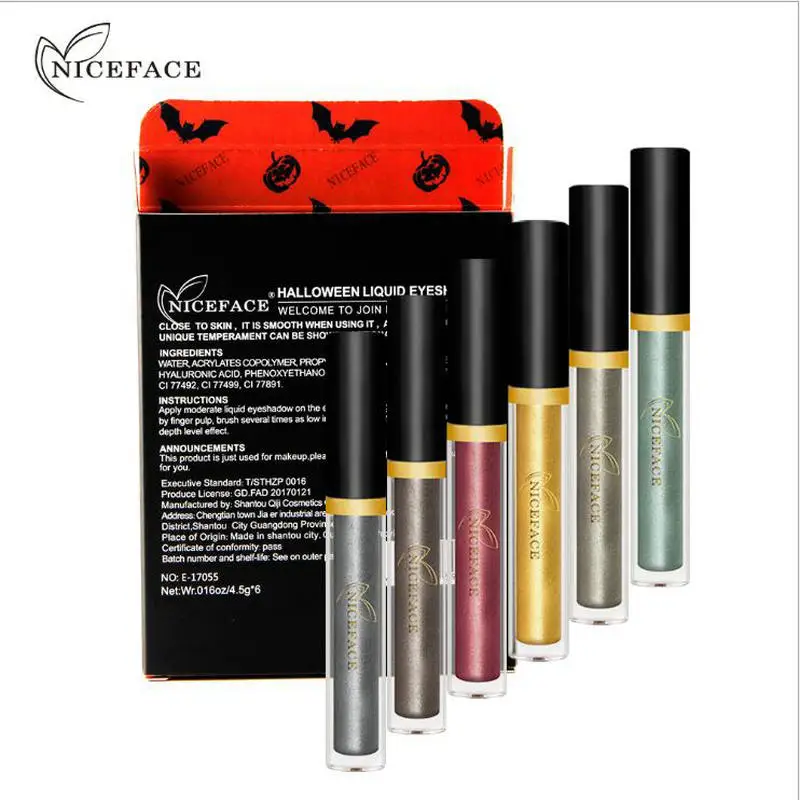 NICEFACE 6 шт./компл. жидкие тени для век долговечные Зеленые водостойкие блестящие
