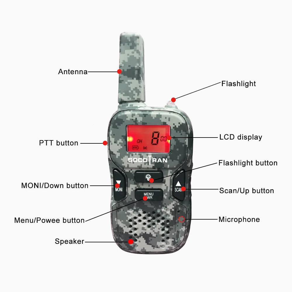 Детская мини рация SOCOTRAN R8 PMR446 двусторонняя радиостанция pmr подарок для детей