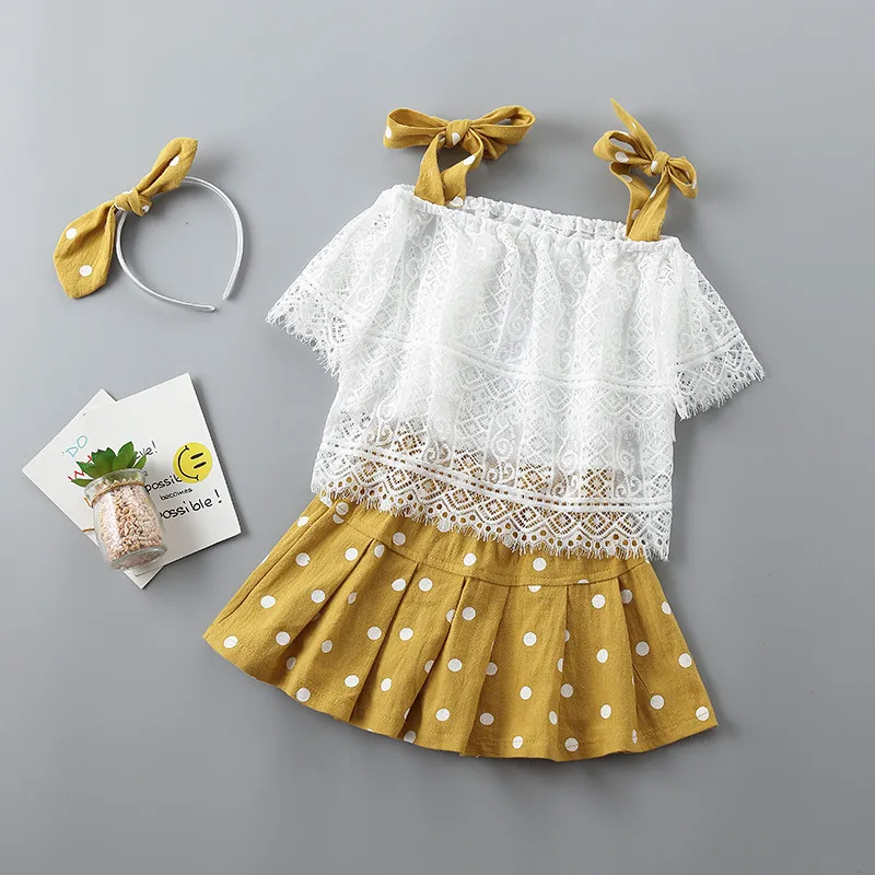 Комплекты одежды для девочек летняя повседневная детская одежда в горошек с