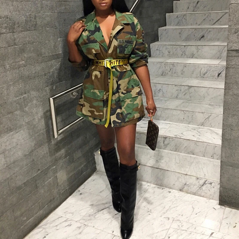 Новая Сексуальная женская рубашка с длинным рукавом камуфляжная Повседневная