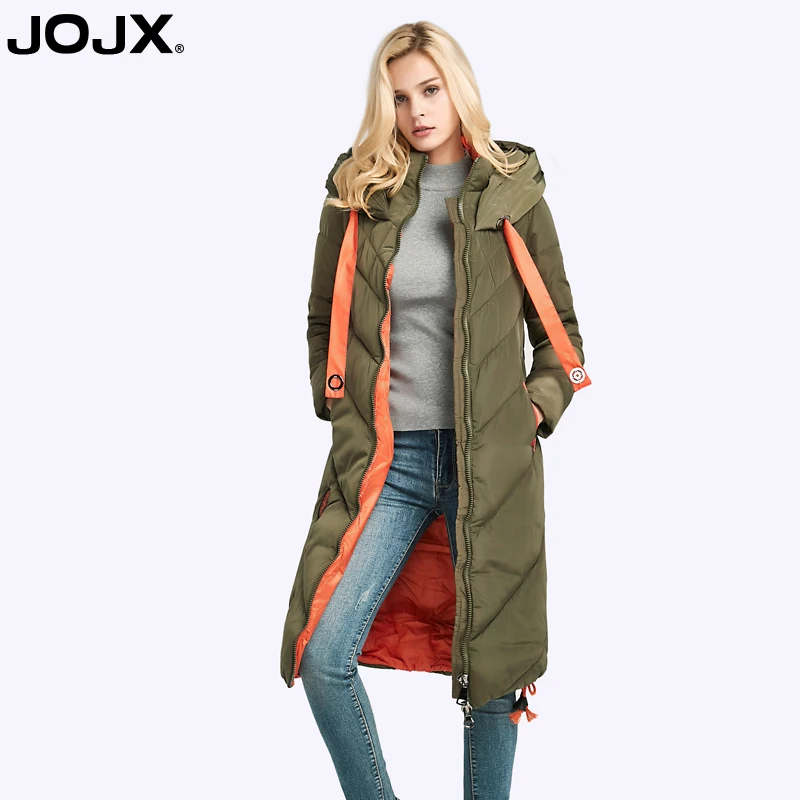 JOJX 2017 зимняя куртка женская парка Длинная утепленная на молнии с капюшоном