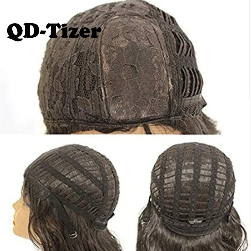 

QD-Tizer Curly Black Synthetic Wigs With Bang For BlackWomen Medium Length Hair Bob Wig Heat Resistant Bob Hairstyle Cosplay wig