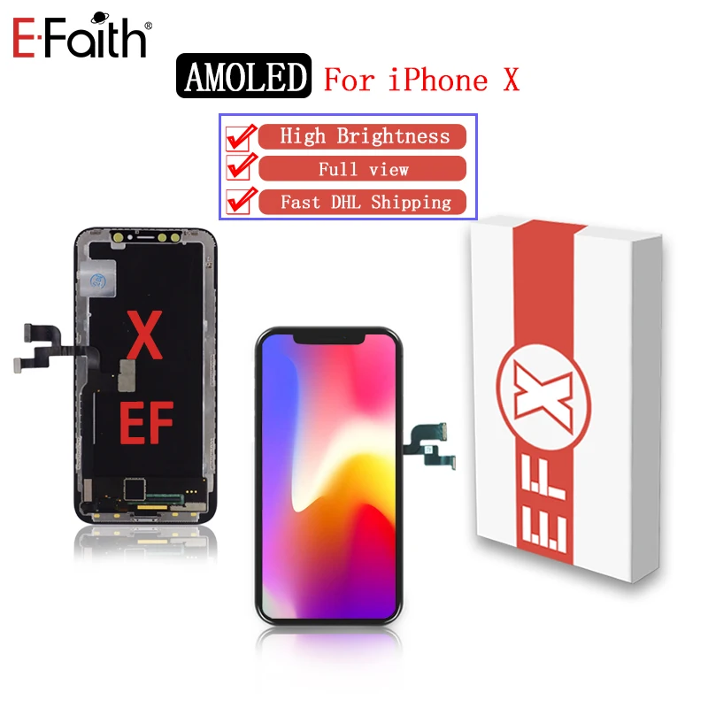 20 шт./лот EFaith высокой яркости AAA +++ для iphone x ЖК-дисплей OLED водонепроницаемый