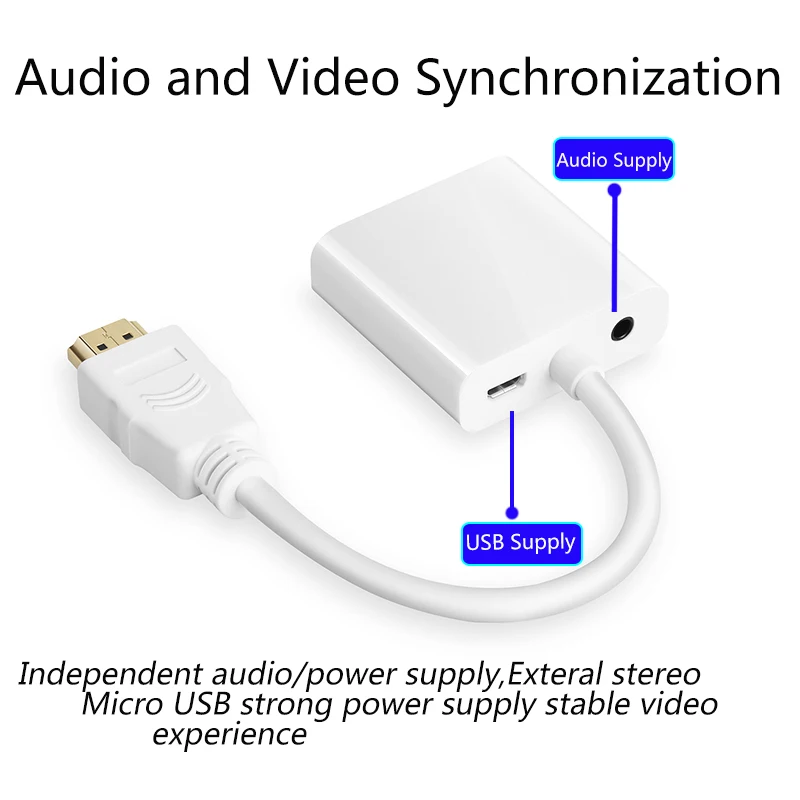 Shuliancable адаптер hdmi-vga аудио и видео кабель HDMI VGA разъем для монитора компьютера проектор 1080P 3D HDMI к VGA