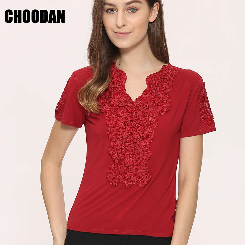Женская кружевная блузка Blusa белая из хлопка с кружевом элегантная рубашка