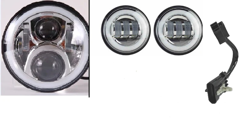 Chrome set " светодиодный налобный светильник DRL Hi/Low Beam проектор двигатель 4,5" противотуманный светильник для мотоцикла лампа для Harley Street Glide Road King Electra Glide - Цвет: Chrome set