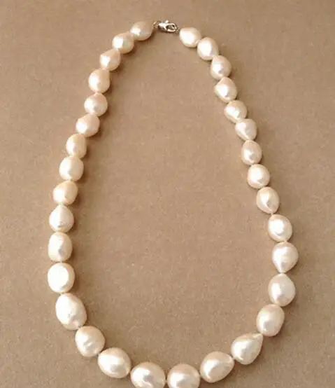 gorgeous 11-12 mm baroque white pearl necklace 18inch 36&quot | Украшения и аксессуары