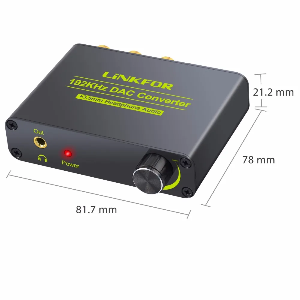 PROZOR DAC Digital to Analog Audio Converter With Volume Adjustment 5.1CH SPDIF Coaxial RCA Support DTS AC3 For PS4 AMP |