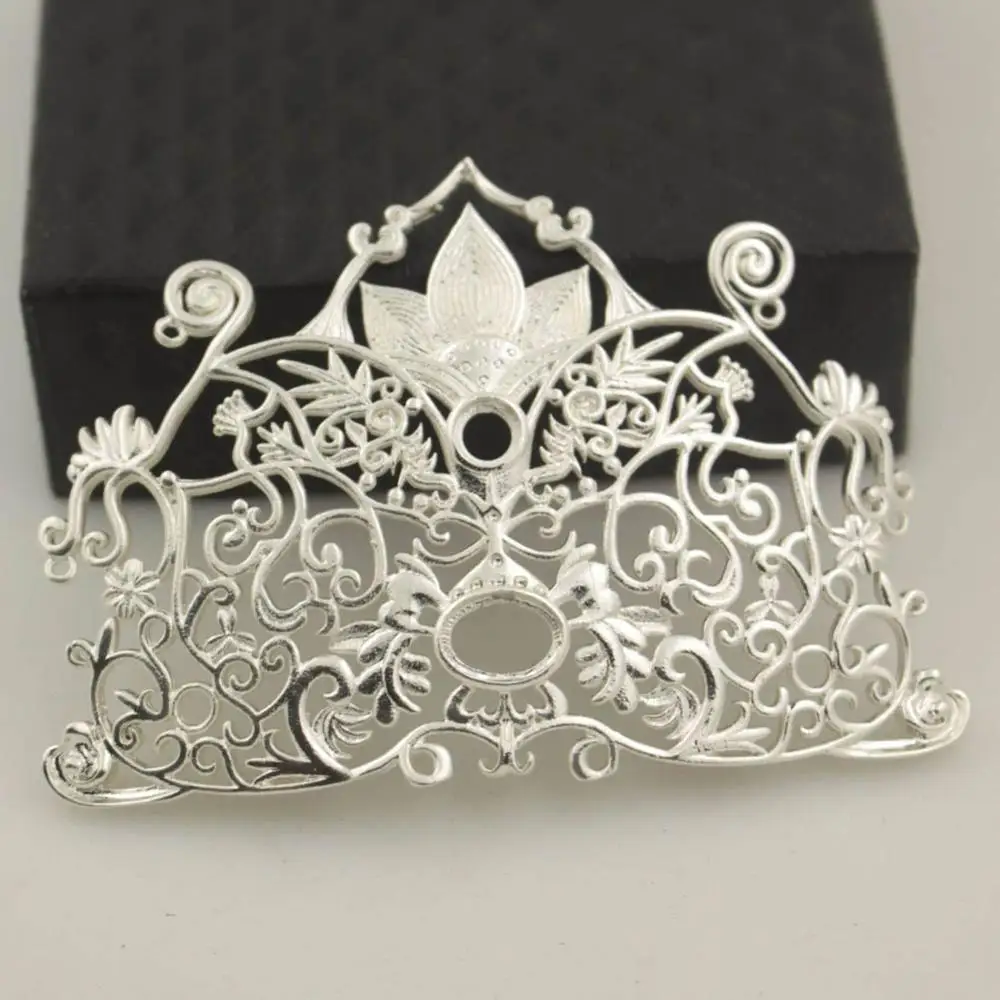 silver tone Ретро филигранные цветочные орнаменты настройки заливки формы DIY подходит 5 мм 7x9 мм смолы каменные комплект Cameo Cabochon ювелирные изделия аксессуары - Цвет: silver tone