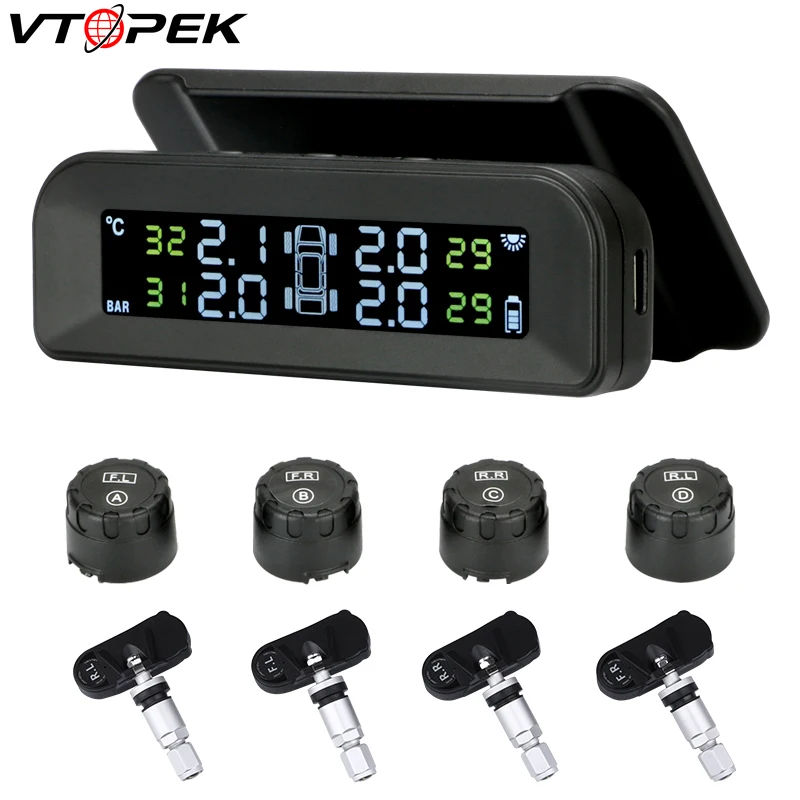Jansite TPMS автомобильная система контроля давления в шинах, мульти-регулируемый угол, прикрепленный к стеклу, беспроводная Солнечная энергия Tpms с 4 датчиками