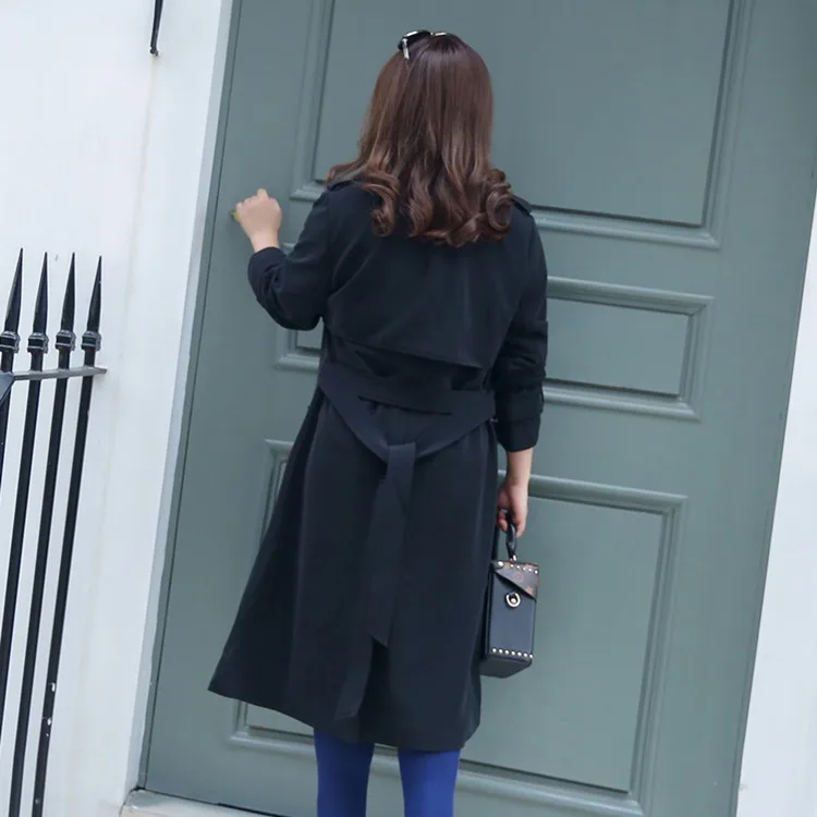 Офисный женский тонкий длинный тренч для женщин однотонный Тренч с отложным