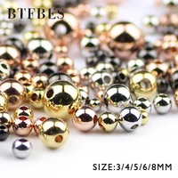 btfbes 30 200pcs beautiful beads 3 4 5 6 8mm gold color metal spacer loose beads for jewelry bracelet making diy accessories