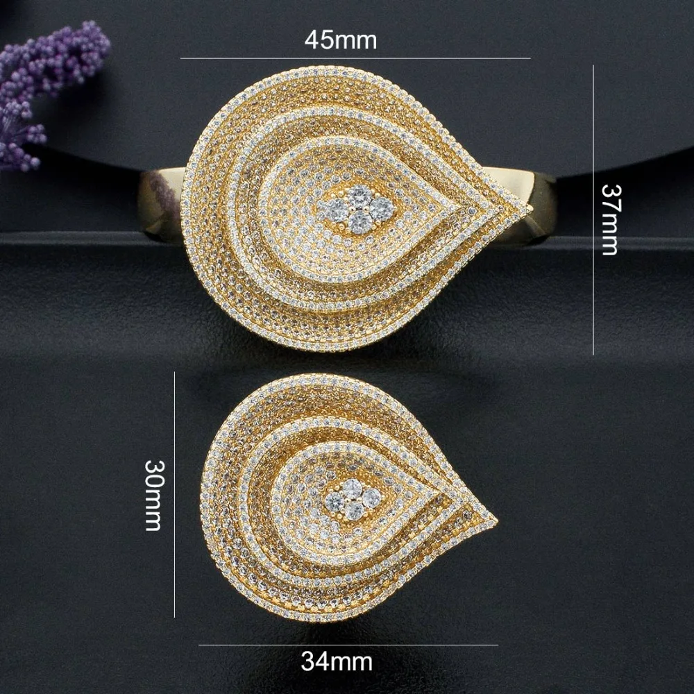 Роскошный большой бриллиантовый комплект ModemAngel из медного браслета кольца и с