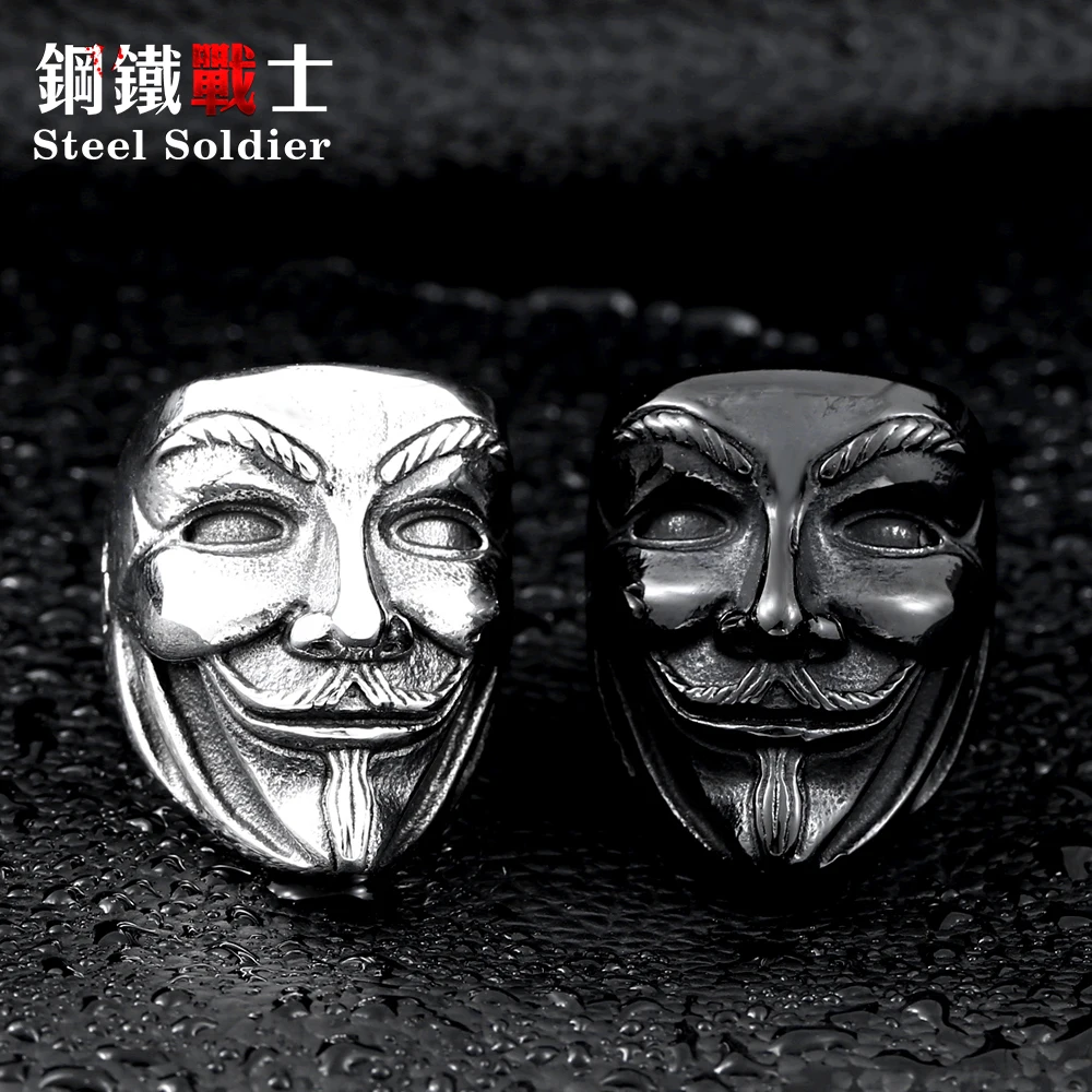 Стальной солдат новый дизайн Guy Fawkes Стильное кольцо из нержавеющей стали V для