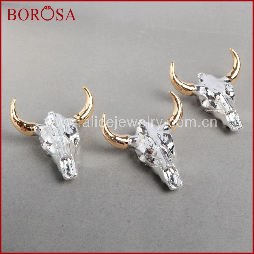 Буйвола BOROSA двухтоновый буйвол серебряного цвета золотого бусина из буйвола