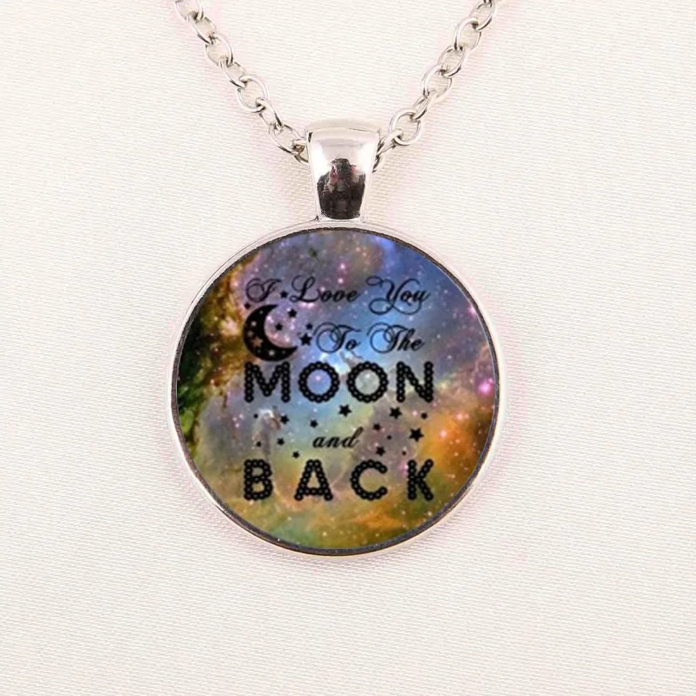Оптовая продажа стеклянный кабошон 25 мм Ожерелье I Love You to the Moon and Back ожерелье