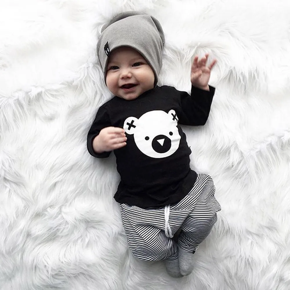 Комплект одежды для маленьких мальчиков и девочек Осенняя футболка с