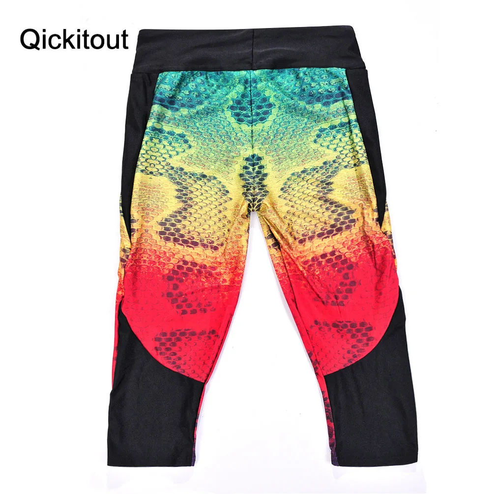 Популярные женские 7 точечные брюки леггинсы цветной Змеиный узор необычный